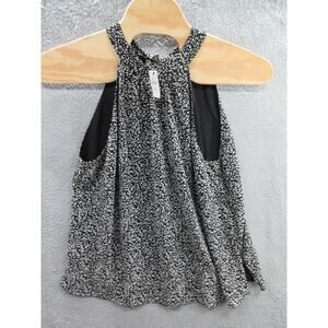 Talbots Animal Print Halter Top Tank Shell Womens Sz 18W Tie Back Keyhole Lined